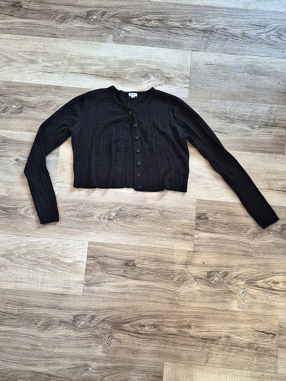 Garage Cropped Button Front Cardigan in Black Size Small